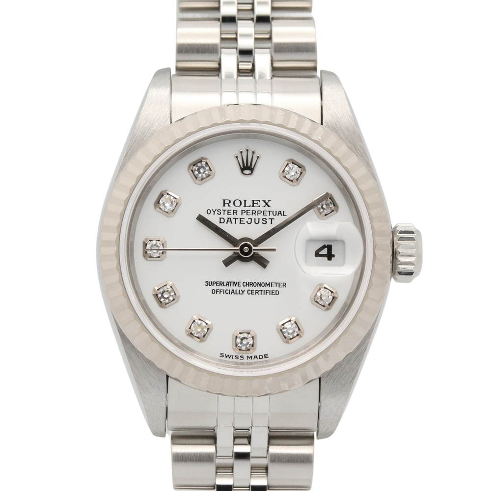 Rolex Datejust 10P Diamond Y-serial Wristwatch, 18K White Gold (WG) Stainless...